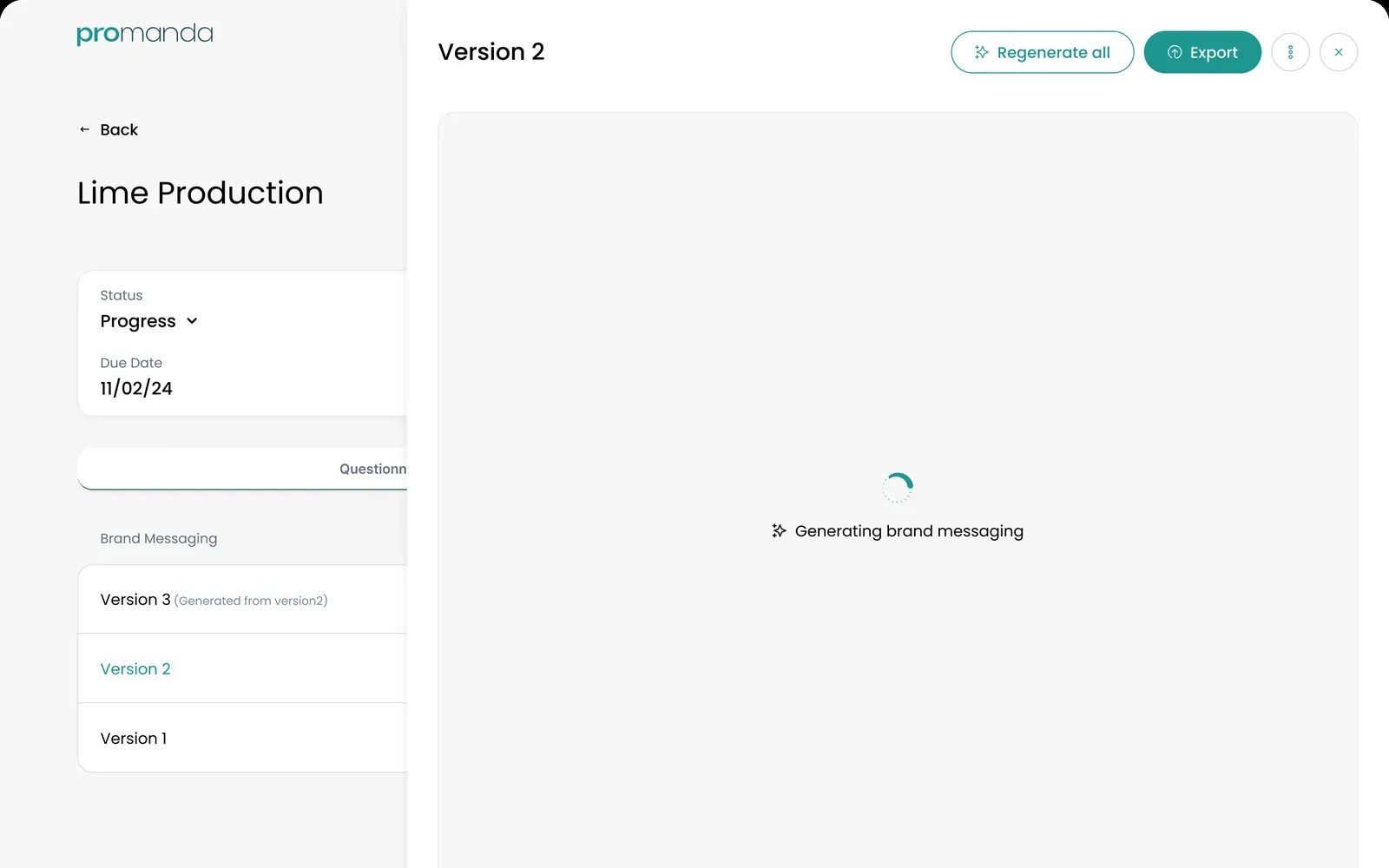 Version 2 of the brand messaging being generated